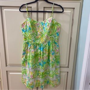 Lilly Pulitzer Ollie Strappy In Elephant Ears Fit And Flare With Mesh Trim Sz 10